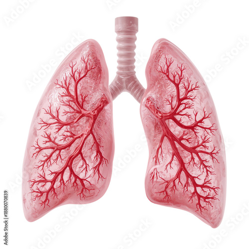 Detailed View of Human Lungs Showing Intricate Branch Structures in the Respi...