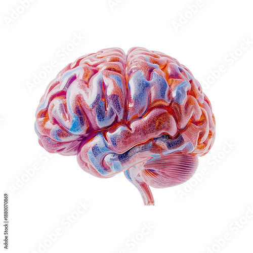Brain Model Displayed Over a White Background Showing Detailed Structure and ...
