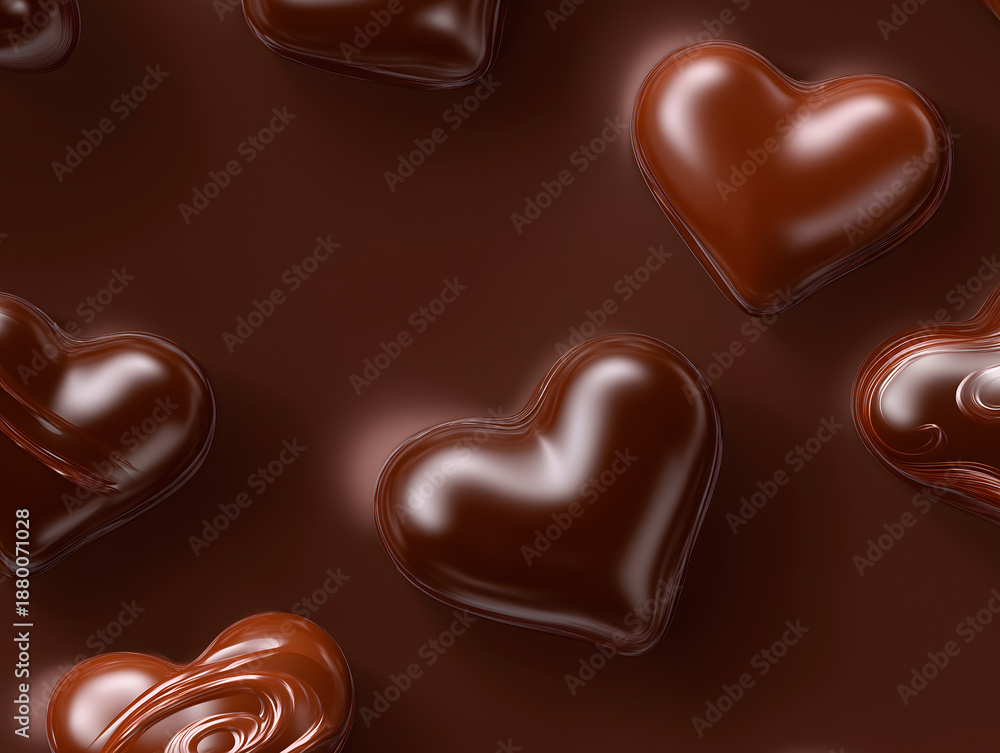 Naklejka premium Seamless Glossy Chocolate Heart Pattern for Valentine's Day Backgrounds