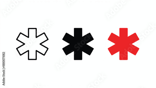 Medical symbols in white black and red color  medical icons