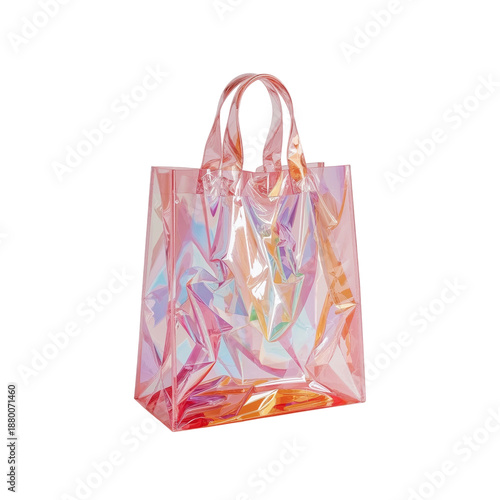 Clear Plastic Shopping Bag on a Plain Background for Various Uses and Purposes