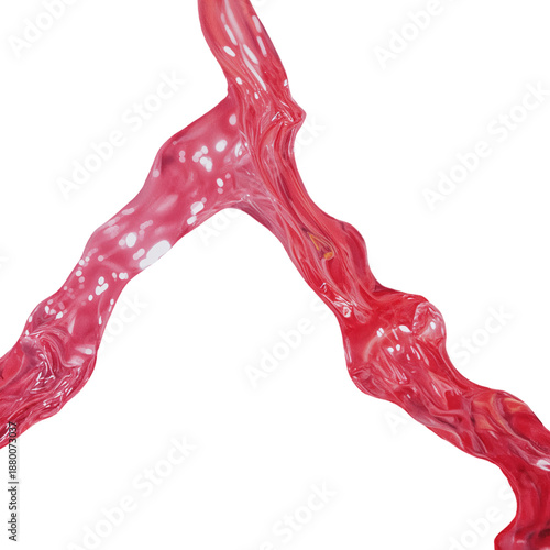 Bright Red Liquid Flows in a Dynamic Shape Against a Plain Background