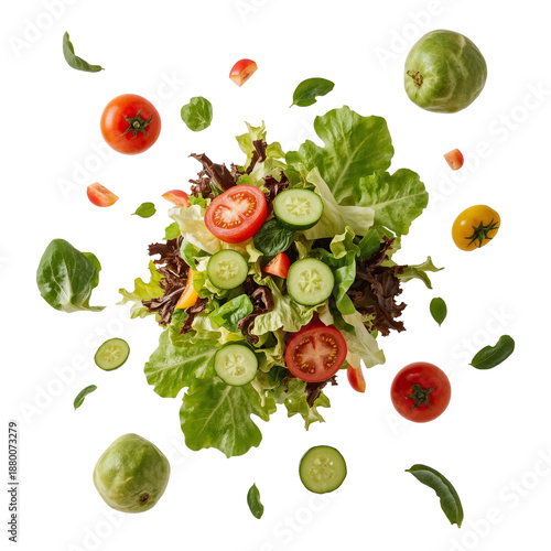 Fresh Salad Made With Various Vegetables on a White Background During Midday