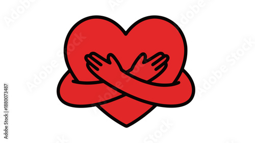 Interconnected hearts embracing each other symbolizing love and affection vector illustration