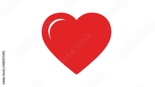 A shiny red heart symbol illustration viewed directly on a simple background in a graphic design file format