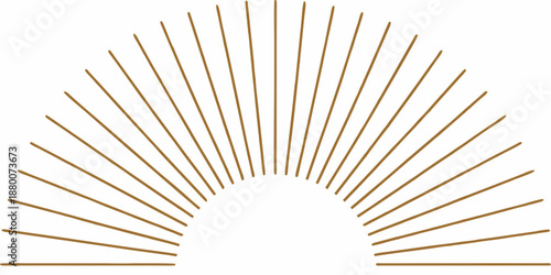 Golden radiating lines forming a semi circular sunburst or fan shape
