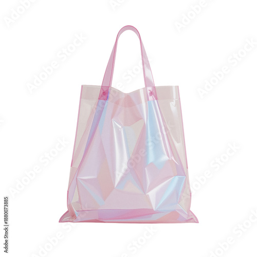 Clear Plastic Bag With Pink Design Hanging on Display