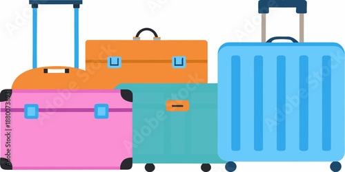 A colorful stack of suitcases ready for travel and adventure awaits