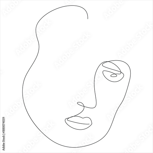Continuous one line drawing of elegant woman face minimal female portrait line art vector