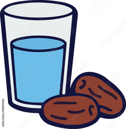Glass of Water and Dates Fruit Iftar Icon
