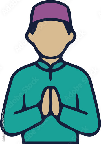 Muslim Man Giving Salam Greeting Ramadan Icon
