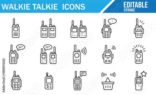 Simple Walkie Talkie Line Icons for Mobile Apps and Web Design