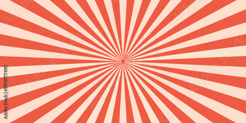 Radial burst pattern with vibrant red and cream colored lines