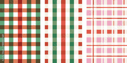 A colorful arrangement of plaid patterns in various colors and designs