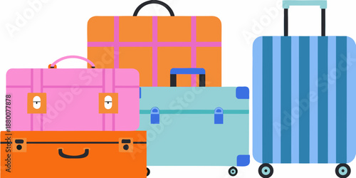 Colorful stacked suitcases illustrating travel and vacation preparations
