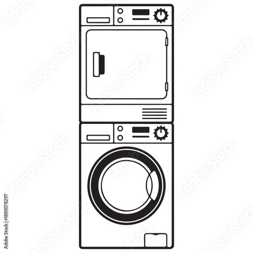 Stackable Laundry Machines Line Art Icon