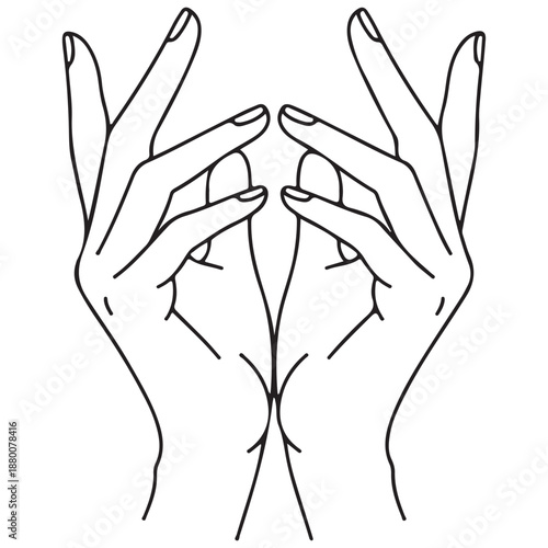 Minimalist Line Art Illustration of Two Hands Forming a Meditative Gesture