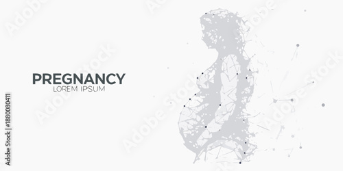 Abstract polygonal illustration of a pregnant woman with connected lines and dots