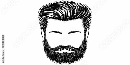 Stylish beard and hair design illustration a detailed masculine facial hair sketch
