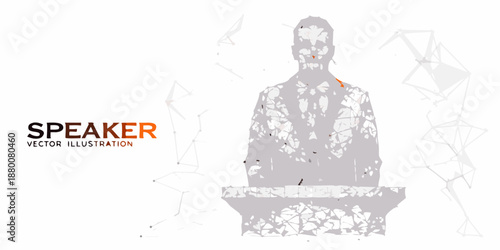Abstract vector illustration of a speaker figure in a meditative pose