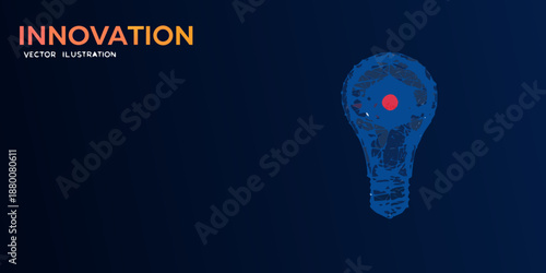 A digital lightbulb illustration with the word innovation prominently displayed