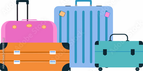 Colorful suitcases stacked together representing travel and vacation planning