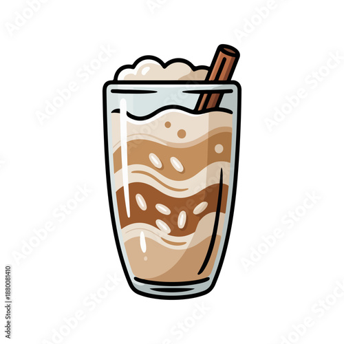 Spanish Horchata Vector Illustration of Traditional Tiger Nut Milk Drink with Cinnamon
