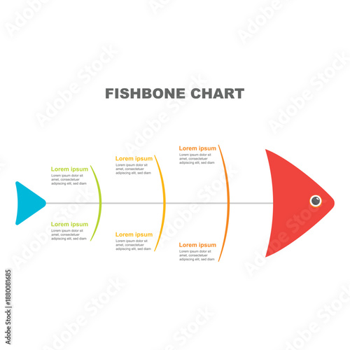 Fishbone infographic diagram. Creative infographic design template. Fishbone infographic for visualizing business processes.
