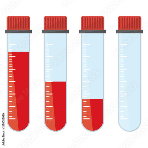 Medical Test Tubes with Blood Samples Vector Set Isolated on White Background - Laboratory and Healthcare Illustration