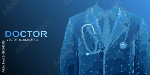 A futuristic doctor s coat design with a stethoscope and polygonal structure