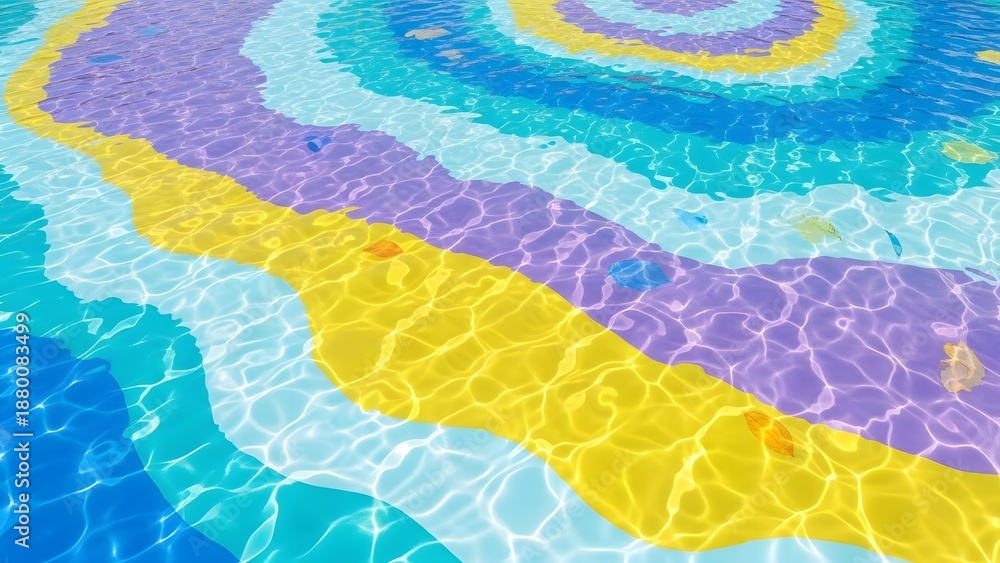 Fototapeta premium A vibrant and colorful swimming pool with wavy patterns and bright hues