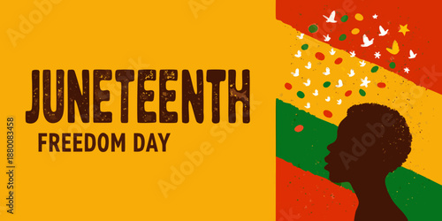 Juneteenth freedom day celebration with silhouette and vibrant pan african colors