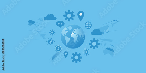 Global connectivity and technology representing worldwide networks and digital communication