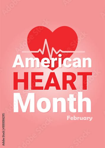 American heart month banner, poster, event, February, vector illustration