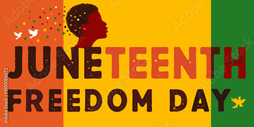 Juneteenth freedom day illustration with a silhouette and vibrant color blocks