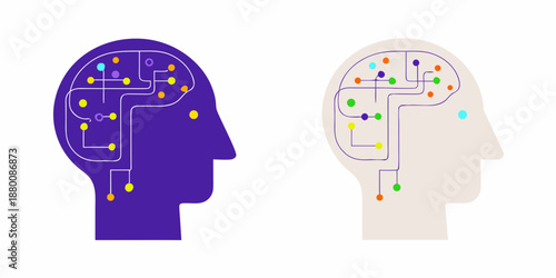 Conceptual illustration of the human brain and its complex neural network connections
