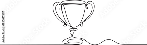 Continuous one line drawing of trophy vector illustration. one line Art icon drawing vector