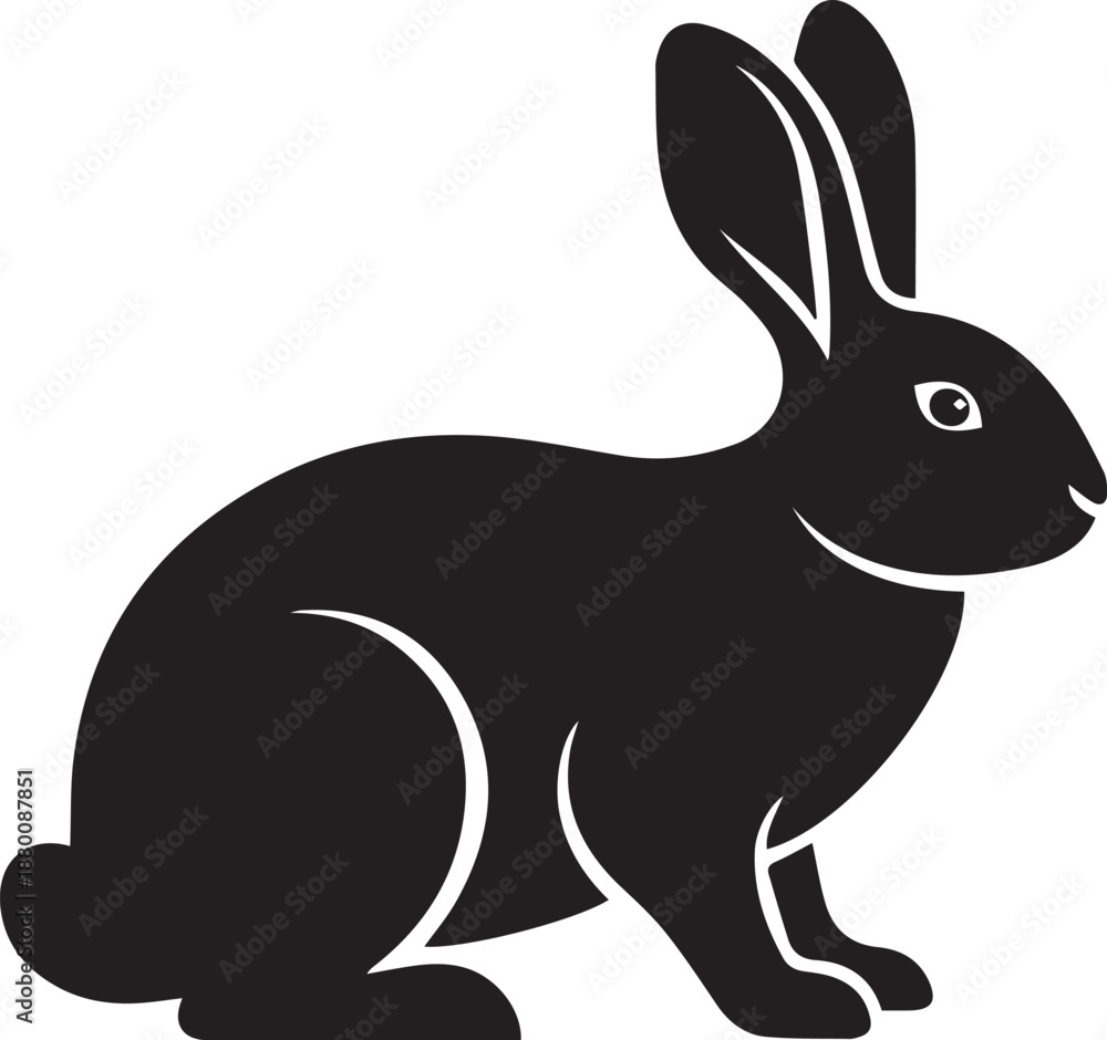 Obraz premium a black silhouette of a rabbit with white outline