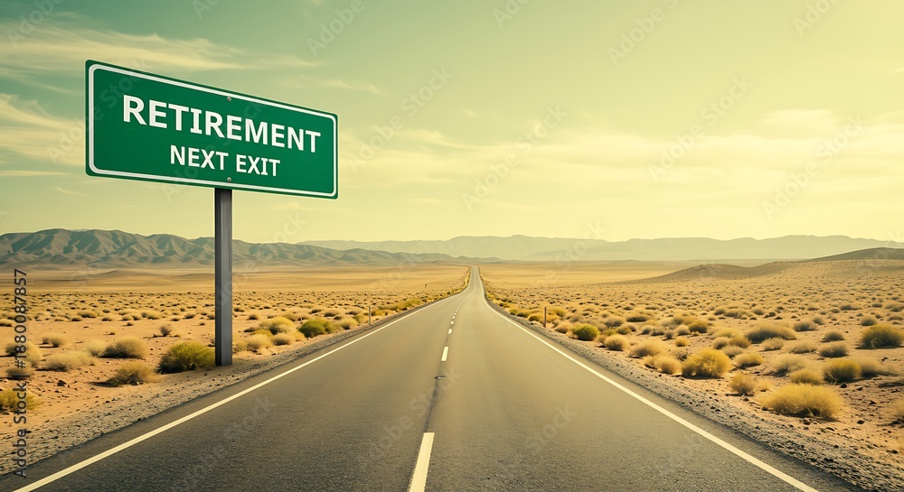 Naklejka premium Retirement Road Sign in Desert