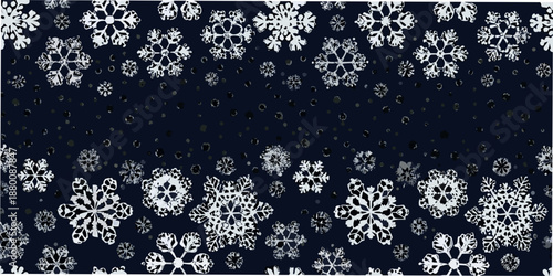 A dark blue background covered with a dense pattern of white snowflakes