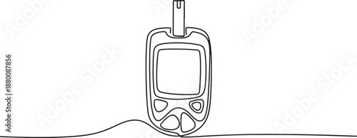 Continuous one line drawing of glucometer. Blood glucose test. one line Art icon drawing vector
