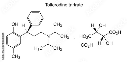 Tolterodine tartrate, chemical structure of tolterodine tartrate, drug substance
