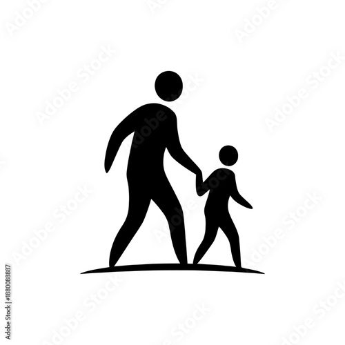 Parent And Child Walking Icon Representing Family Bond, Guidance, Trust, Care, and Everyday Relationship
