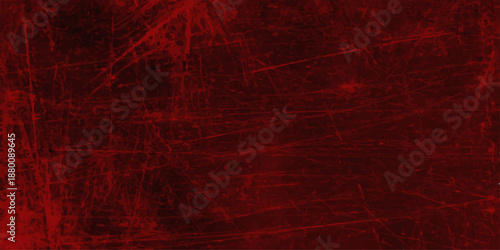 A dark red grunge abstract background features a textured vintage wall design with a grungy old paper pattern and dirty paint splatters on a deep crimson surface