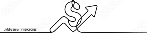 Continuous Line Drawing of Investment Icon. Hand Drawn Symbol Vector Illustration, one line Art icon drawing vector
