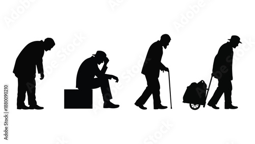 The progression of aging and declining physical ability in a person