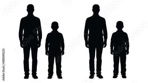 Silhouettes of adults and children standing side by side in black