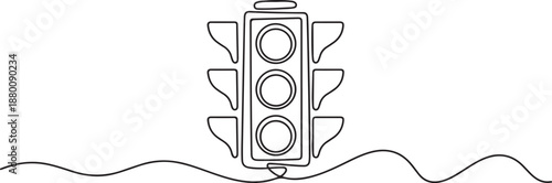 Continuous editable drawing of traffic light. One line drawing background. one line Art icon drawing vector