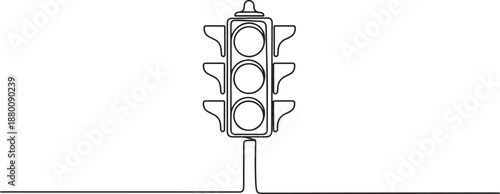Continuous editable drawing of traffic light. One line drawing background. one line Art icon drawing vector
