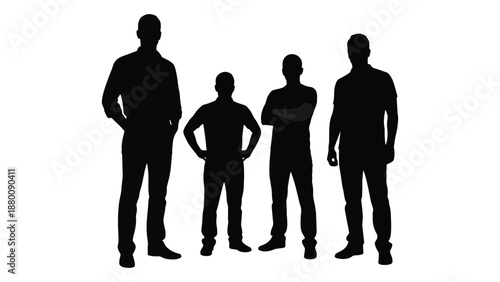 Silhouettes of four people standing together a depiction of unity and human form